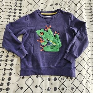 Mini Boden Rainforest Tree Frog Applique Cotton Pullover Sweatshirt, Size 8-9